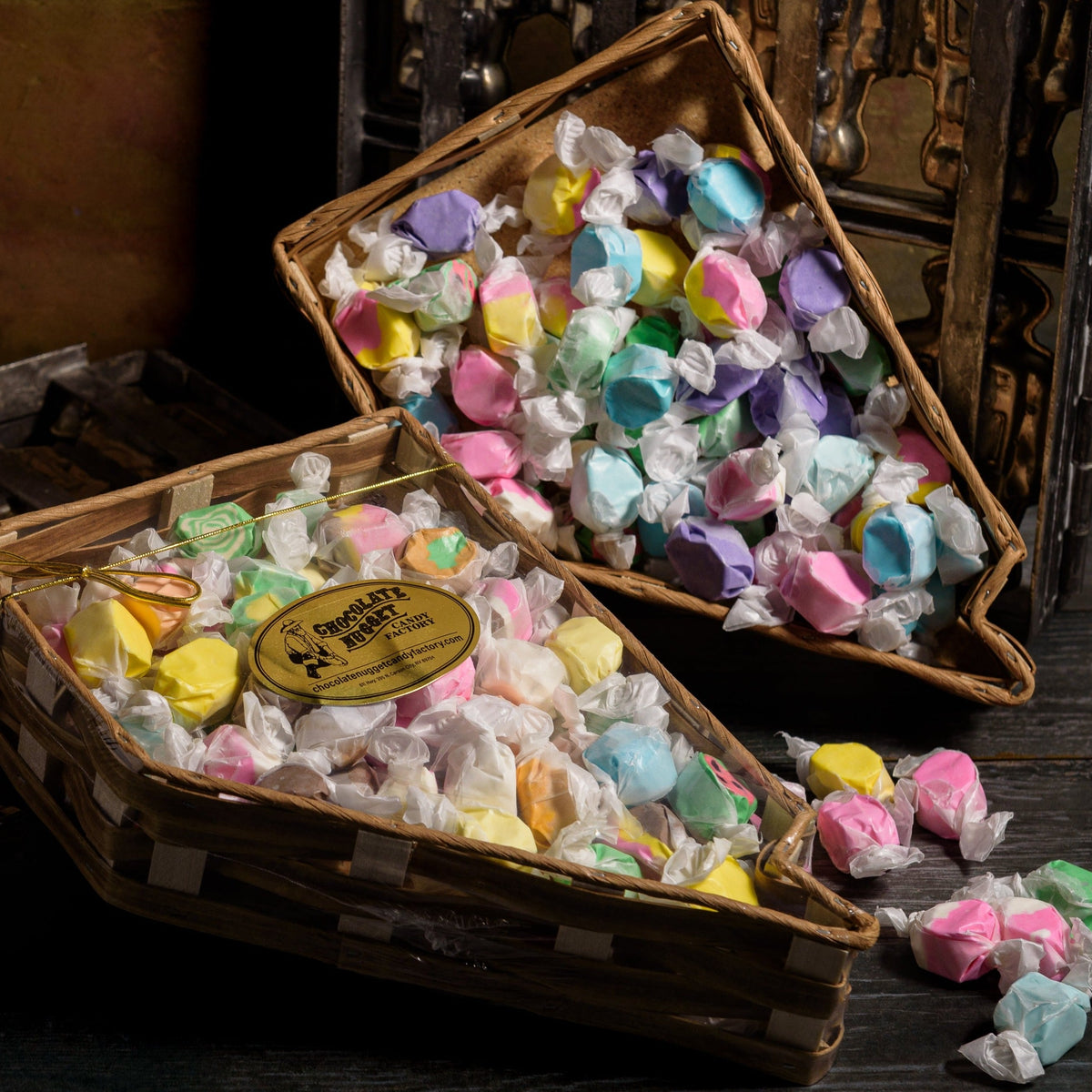 Nevada Taffy Basket 1 lb Chocolate Nugget Candy Factory